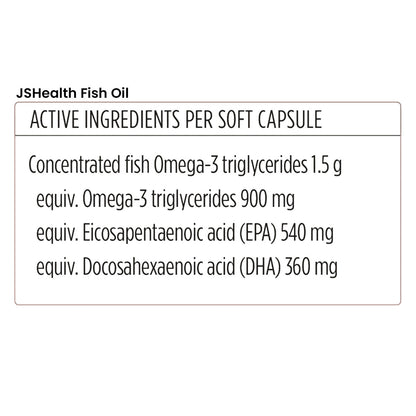 JSHealth fish oil + triple strength fish oil soft capsules Active Ingredients per Capsule