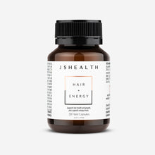 JSHealth hair + energy 30 hard capsules grey background