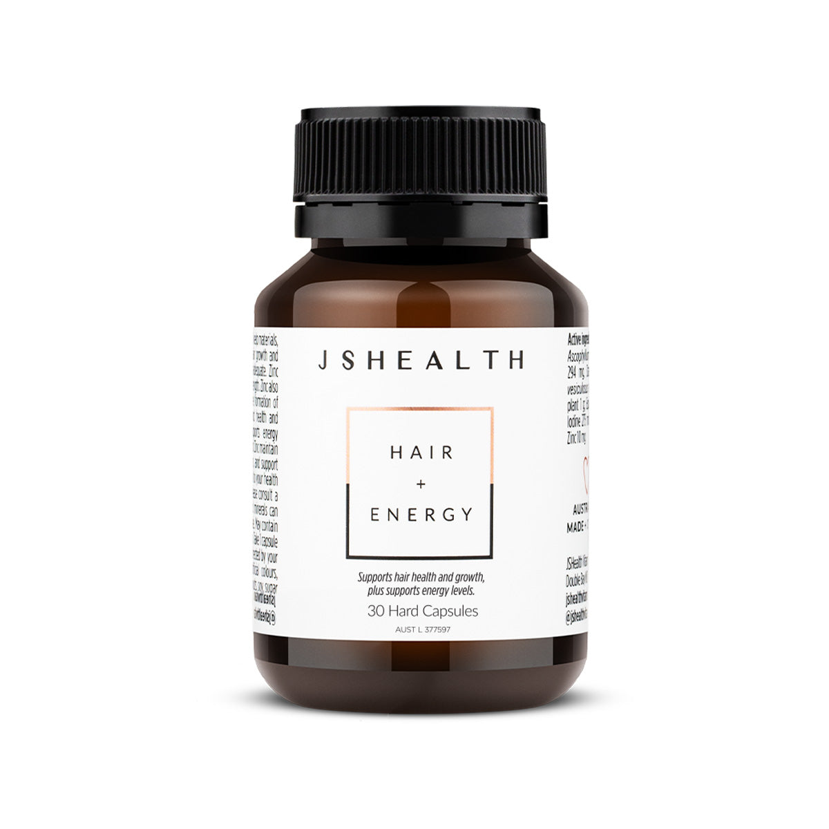 JSHealth hair + energy 30 hard capsules
