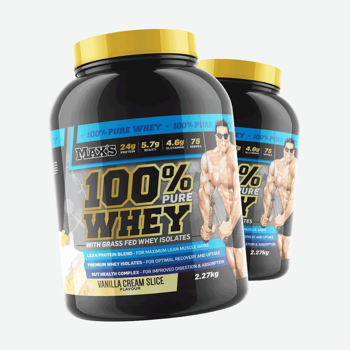 Maxs 100% Pure Whey Protein 2.27kg 2 Flavours