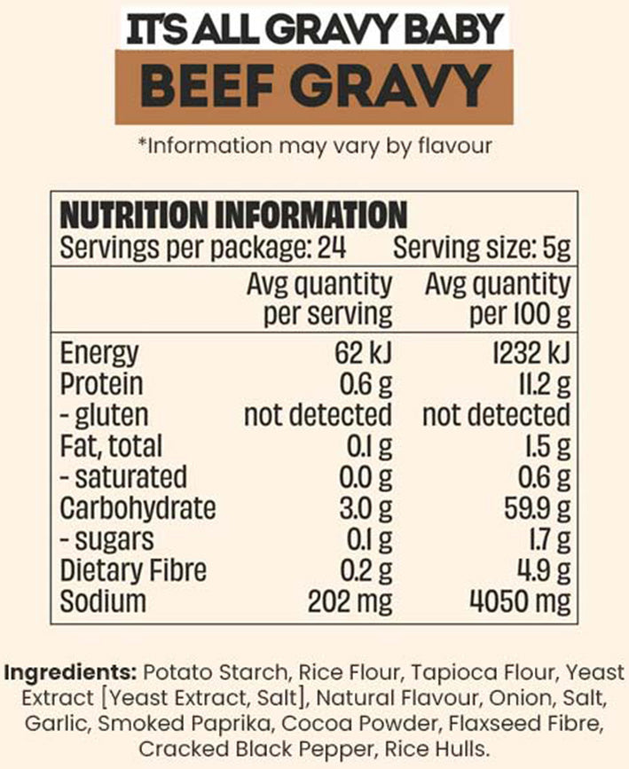 Mingle Beef Gravy 120g Nutrition Information and Ingredients