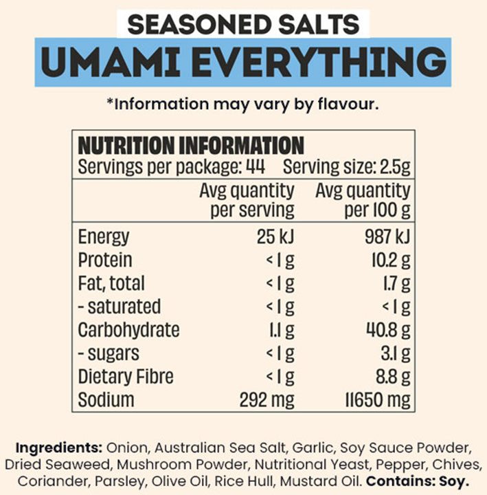 Mingle Seasoned Salts Umami Everything Nutrition Information
