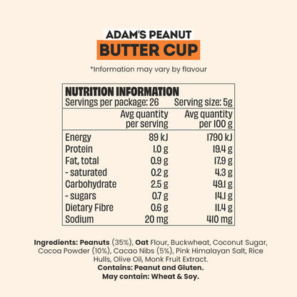 Mingle Sweet Topper 130g - peanut butter nutrition information and ingredients