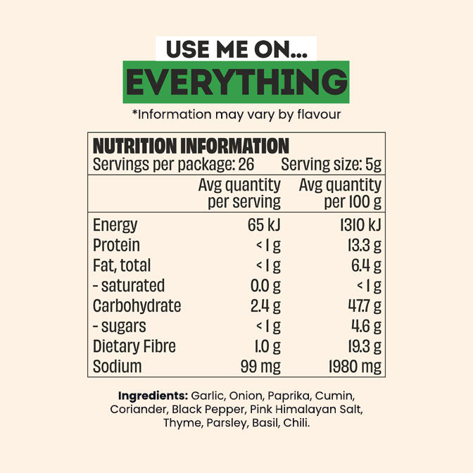 Mingle All Natural Seasoning nutrition information and ingredients