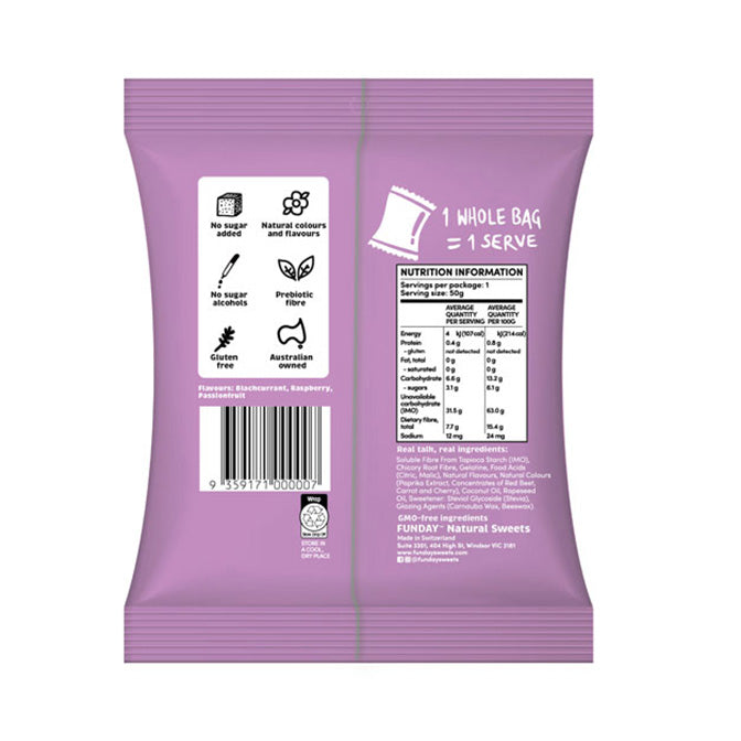 Funday Natural Sweets Six snakes back packet