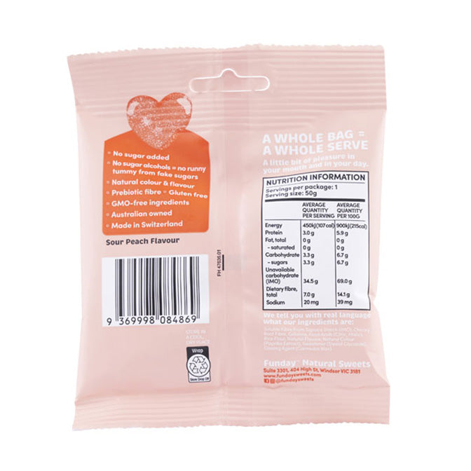 Funday Natural Sweets peach hearts back packet