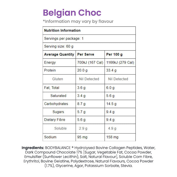 Noway Collagen Jelly Bar by ATP Science Belgian Choc Nutrition Information and Ingredients