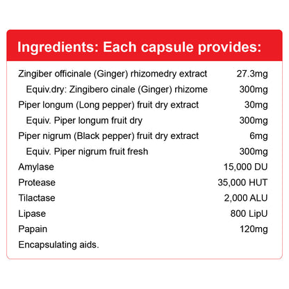 NutraLife Digestive Enzymes 60 Capsules Nutrition Information 