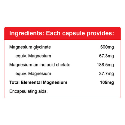NutraLife Magnesium HiZorb 60 Capsules Nutrition Information