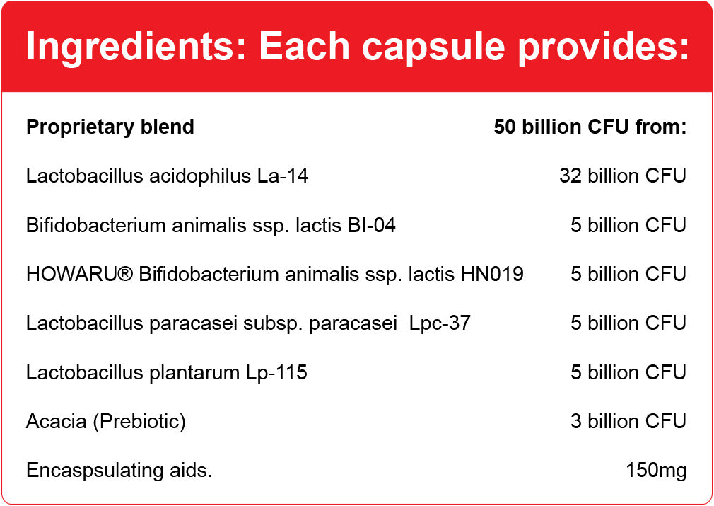 NutraLife ProBiotica High Potency Capsules Nutrition Information