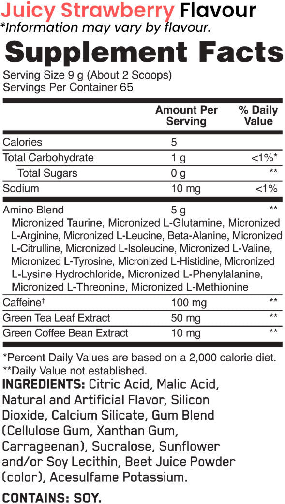 Optimum Nutrition Essential Amino Energy - Nutrition Information and Ingredients