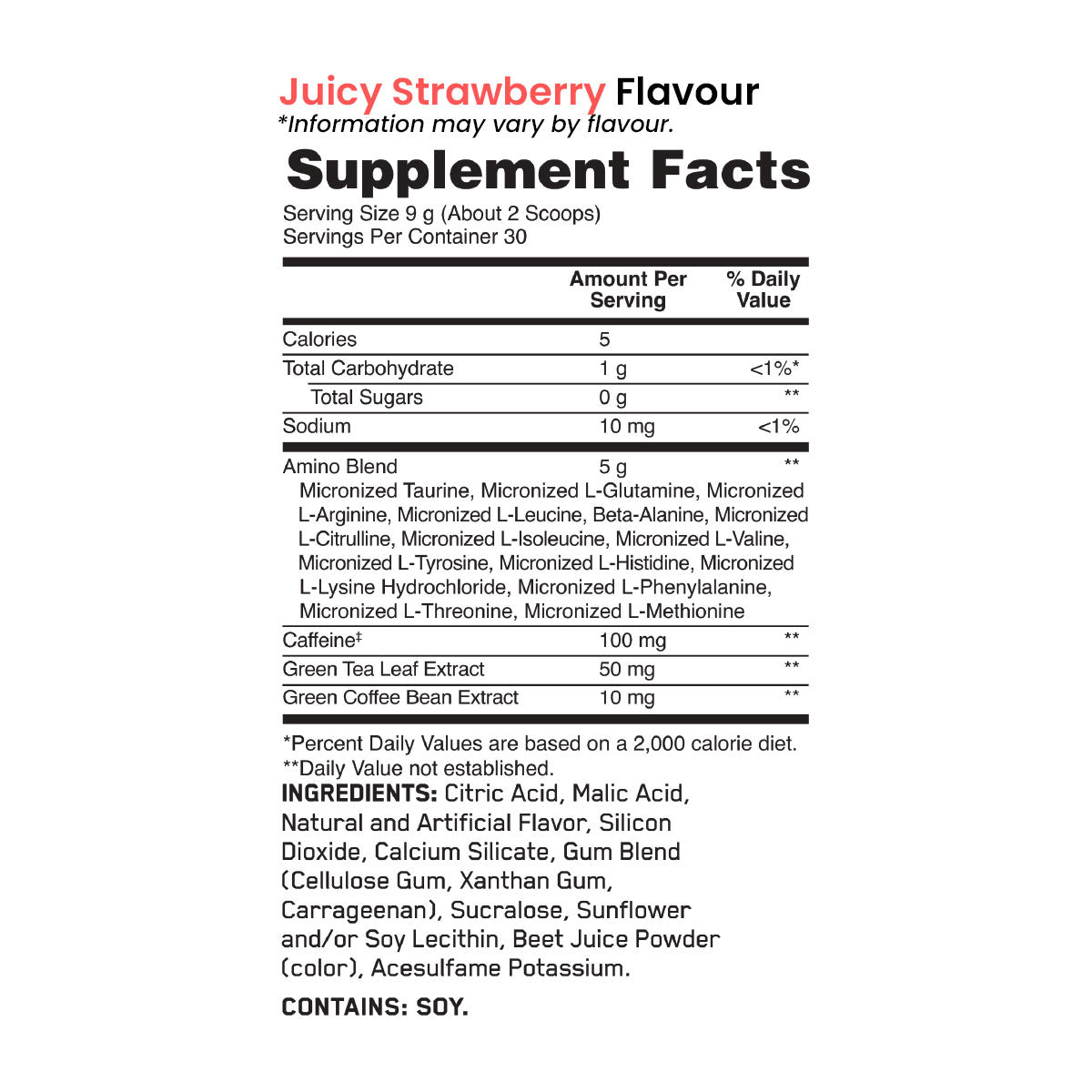 Optimum Nutrition Essential Amino Energy - Nutrition Information and Ingredients