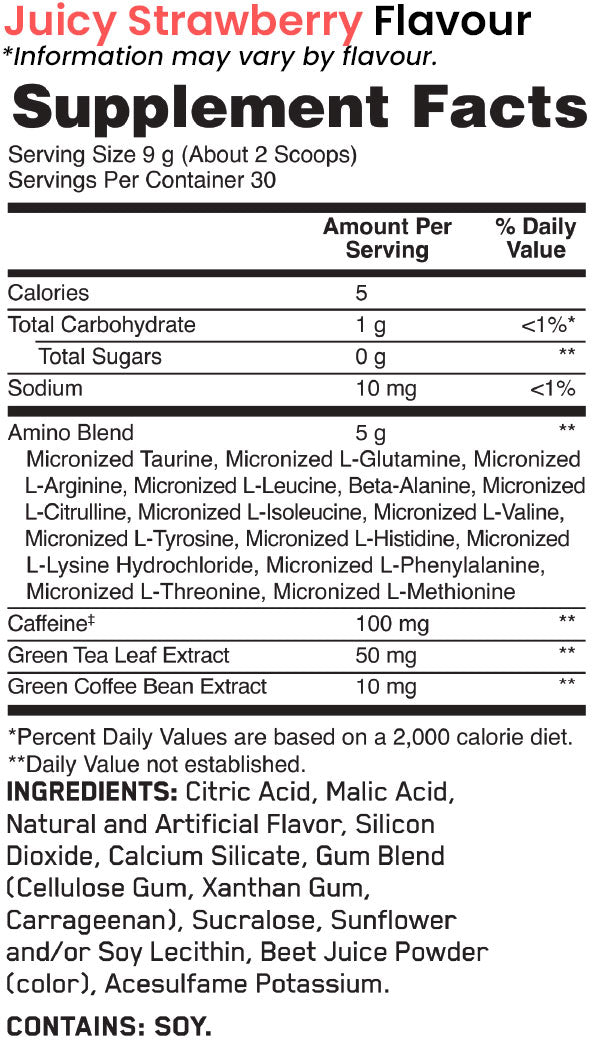 Optimum Nutrition Essential Amino Energy - Nutrition Information and Ingredients