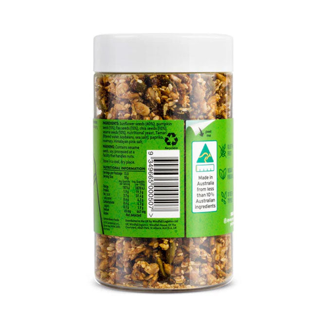 Activated Super Seed Sprinkles in a 135g Recyclable PET Jar Nutrition Panel