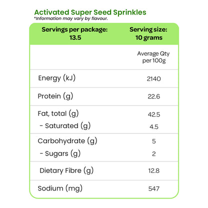 Pimp My Salad Activated Super Seed Sprinkles Nutrition Information