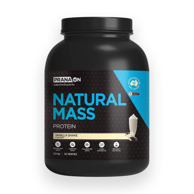 Prana ON Natural Mass Protein25 serves 2.5kg Vanilla shake Flavour