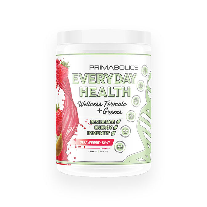 Primabolics Everyday Health Wellness formula + greens 360g 25 serve Strawberry Kiwi Flavour