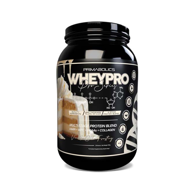 Primabolics Whey Pro Protein Powder 25 serves 750g Vanilla Cake Frosting flavour