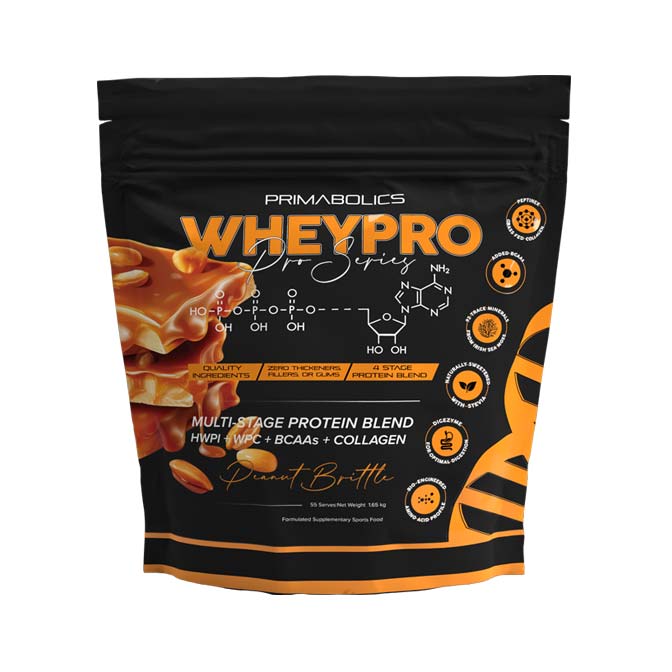 Primabolics Whey Pro Protein Powder 55 serves 1.65kg Peanut Brittle flavour