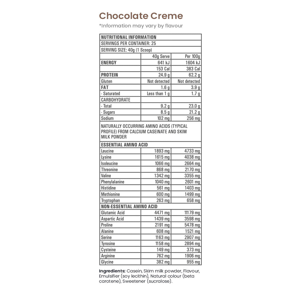 Gen Tec Protein Custard Chocolate Creme Flavour Nutrition Information and Ingredients
