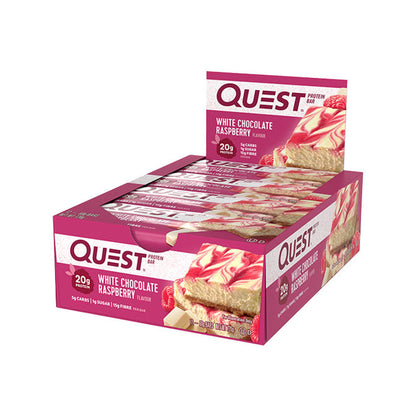 Quest Protein Bar 21g protein box of 12 white chocolate raspberry flavour