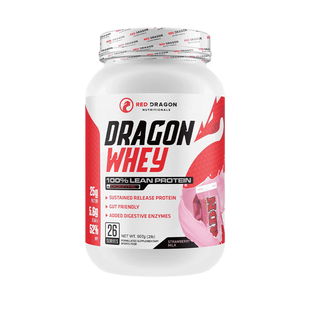 Red Dragon Nutraceuticals Dragon Whey 26 serves 907g - Strawberry Milk Flavour