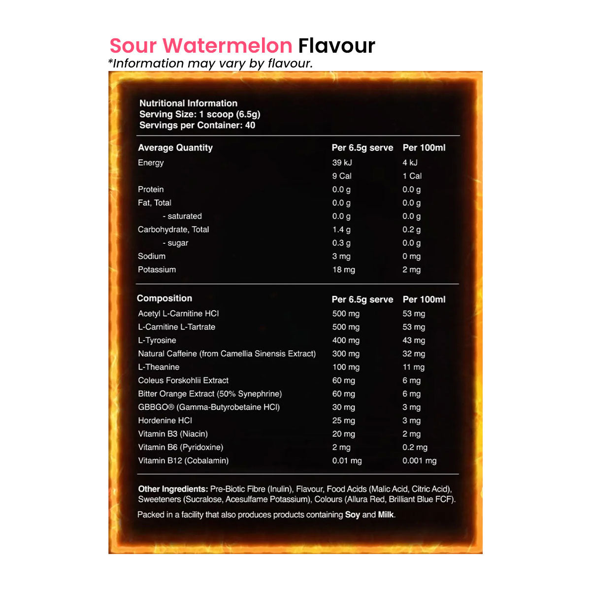 Red Dragon Nutraceuticals Fireball Black - Nutrition Information and Ingredients