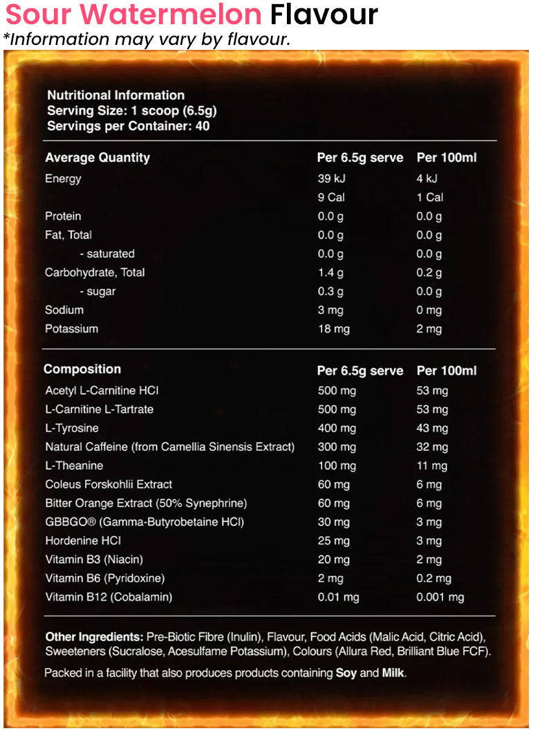Red Dragon Nutraceuticals Fireball Black - Nutrition Information and Ingredients