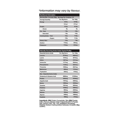 Red Dragon Nutraceuticals Protein Mousse (Casein Protein) - Nutrition Information and Ingredients