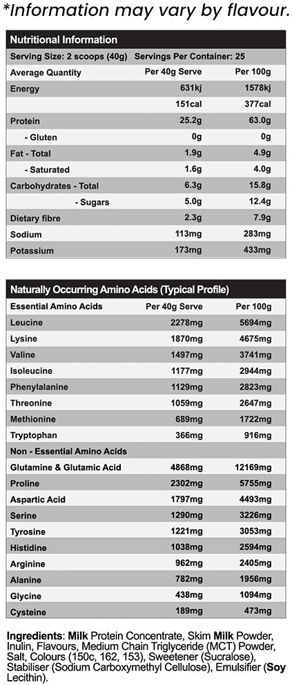 Red Dragon Nutraceuticals Protein Mousse (Casein Protein) - Nutrition Information and Ingredients