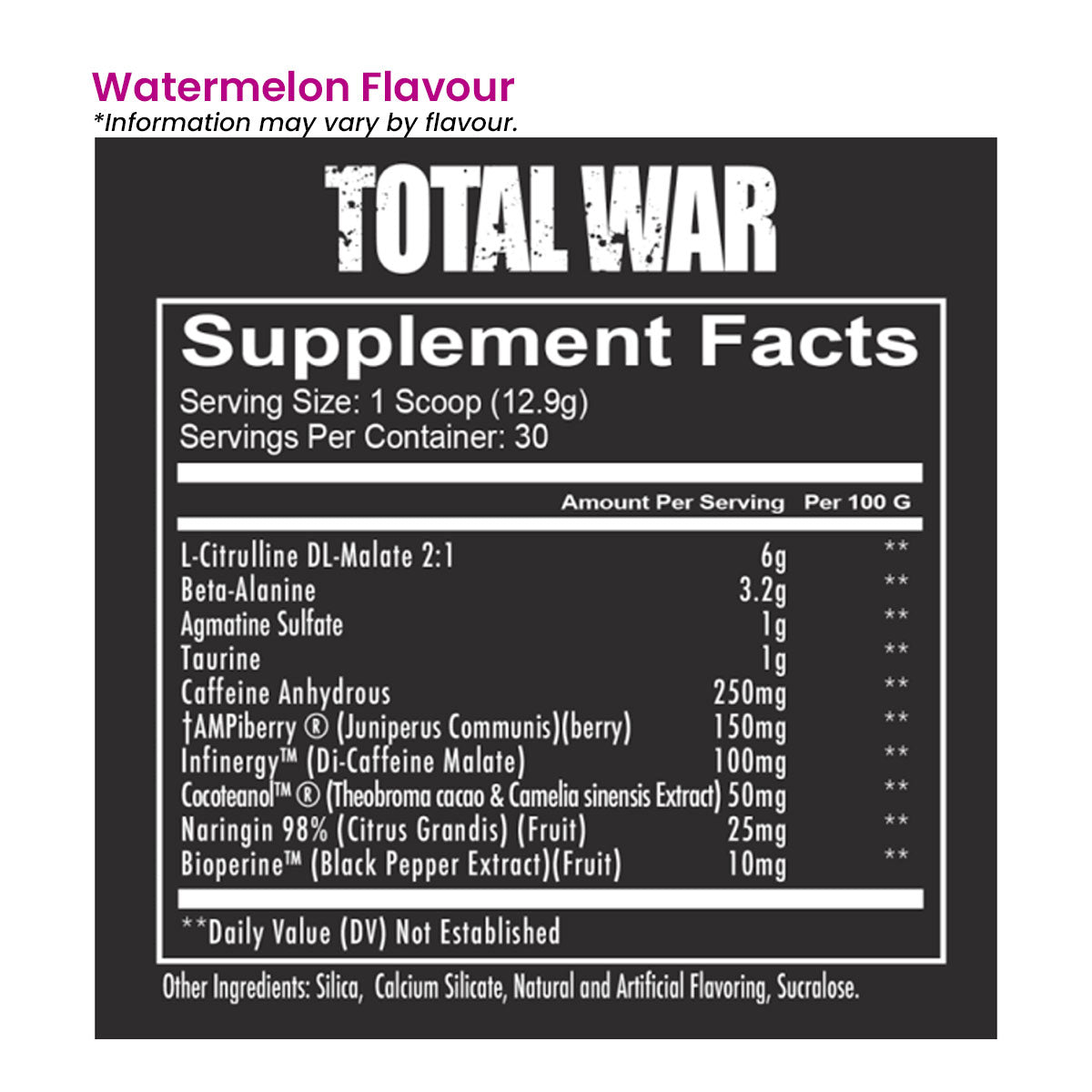 Redcon1 Total War Pre-workout 30 servings 423g - Nutrition Information and Ingredients