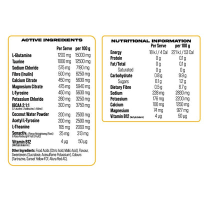 The Smart Sups Ripple Hydration Formula Peach Mango Flavour Nutrition Information and Ingredients