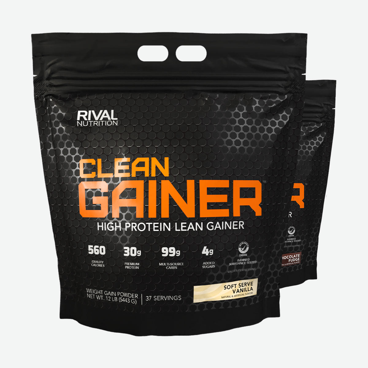 Rival Nutrition Clean Gainer High Protein Lean Gainer Powder 37 servings 5443g 2 flavours - Hero