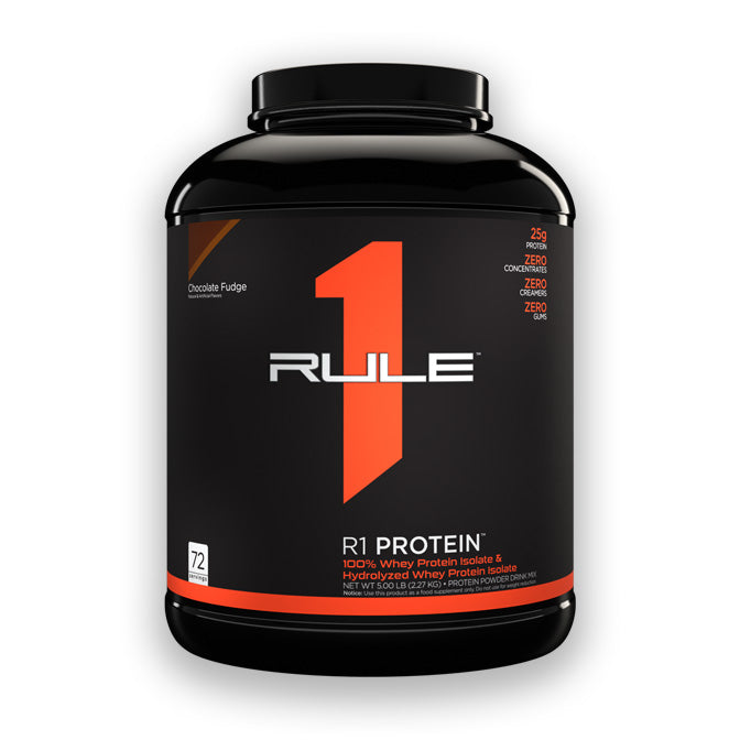 Rule 1 R1 Protein Whey Isolate 76 servings 2.28kg Chocolate Fudge Flavour