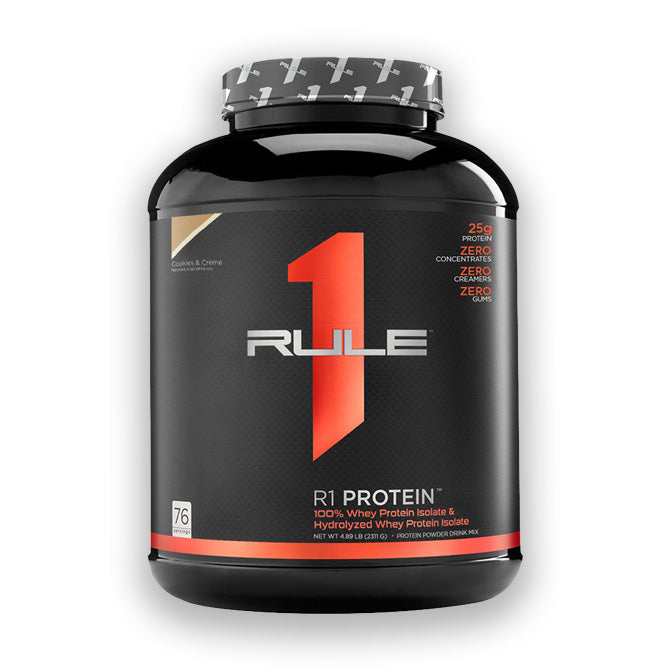 Rule 1 R1 Protein Whey Isolate 76 servings 2.28kg Cookies & Creme Flavour