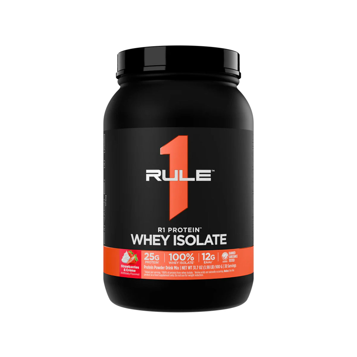 Rule 1 R1 Protein Whey Isolate 30 servings Strawberries & Creme Flavour