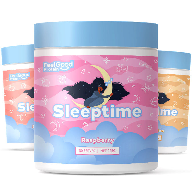 Sleeptime 30 serves by Feel Good Protein Group of 3 tubs