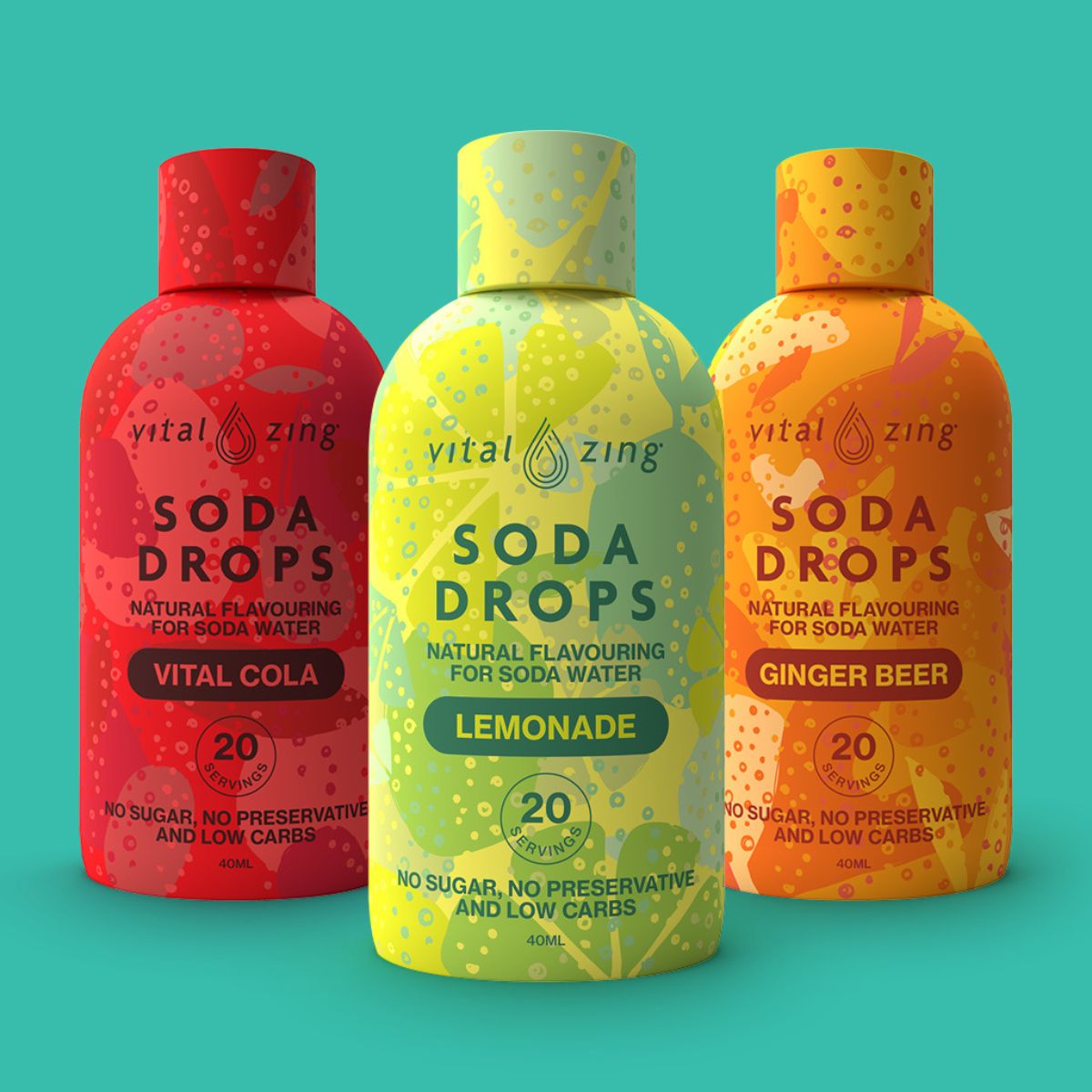 Soda Drops by Vital Zing on a Green Background