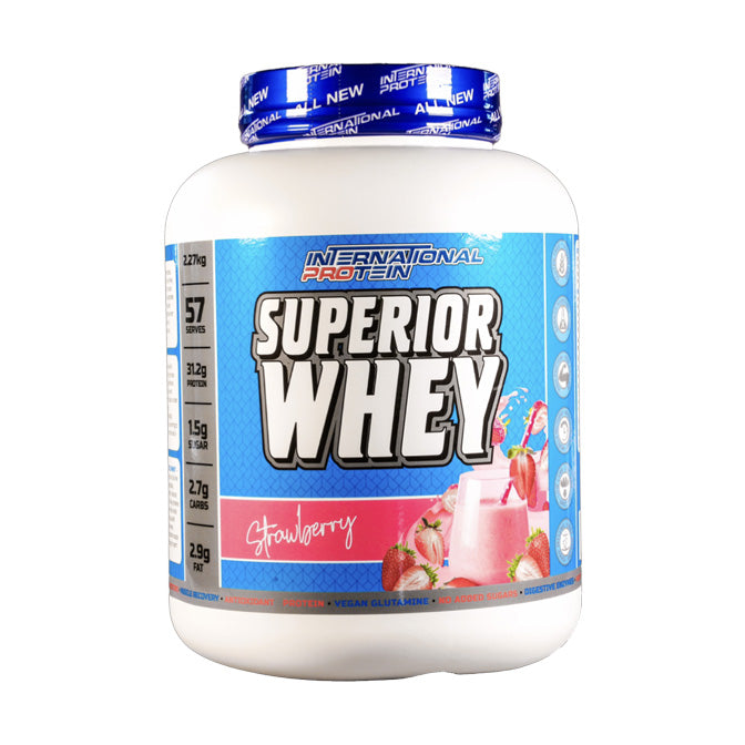 International Protein Superior Whey 57 serves 2.27kg Strawberry Flavour