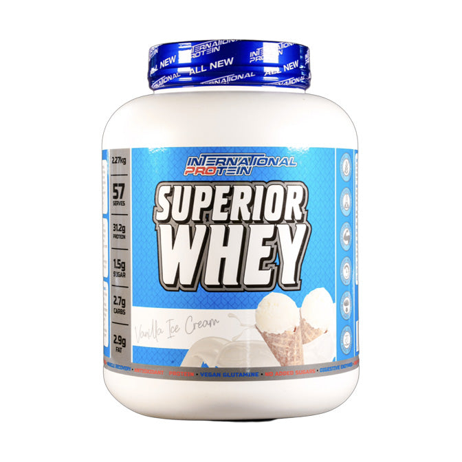International Protein Superior Whey 57 serves 2.27kg Vanilla Ice Cream Flavour
