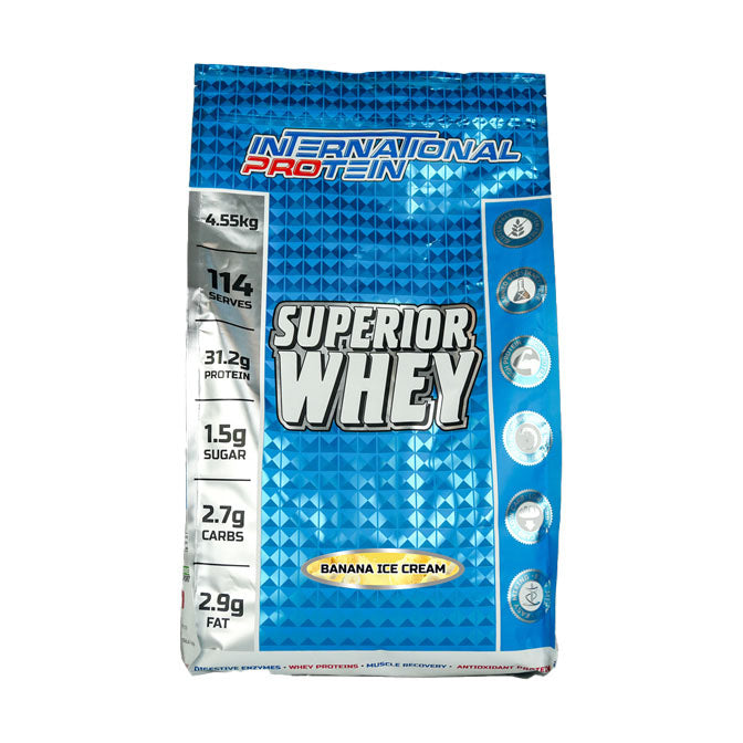 International Protein Superior Whey 114 serves 4.55kg Banana Ice Cream Flavour