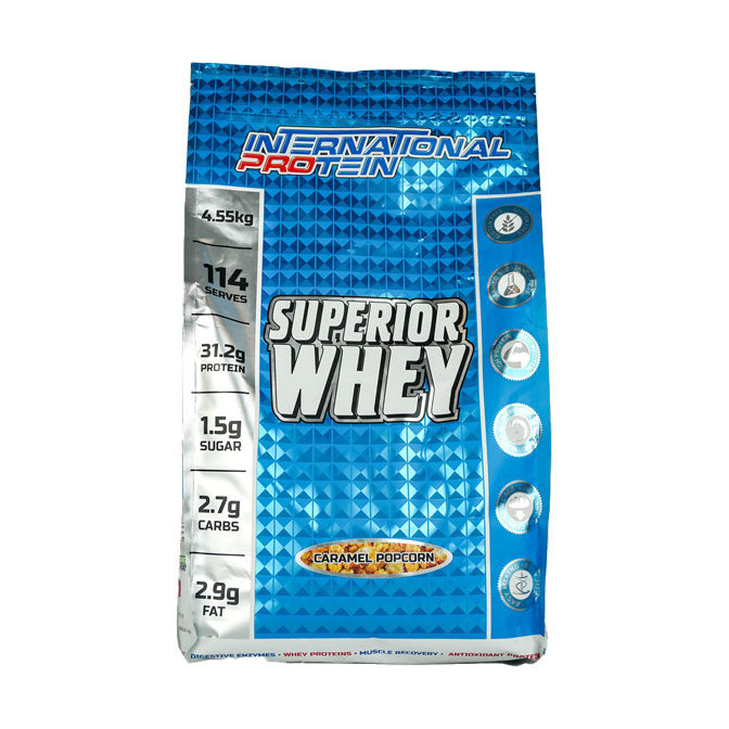 International Protein Superior Whey 114 serves 4.55kg Caramel Popcorn Flavour