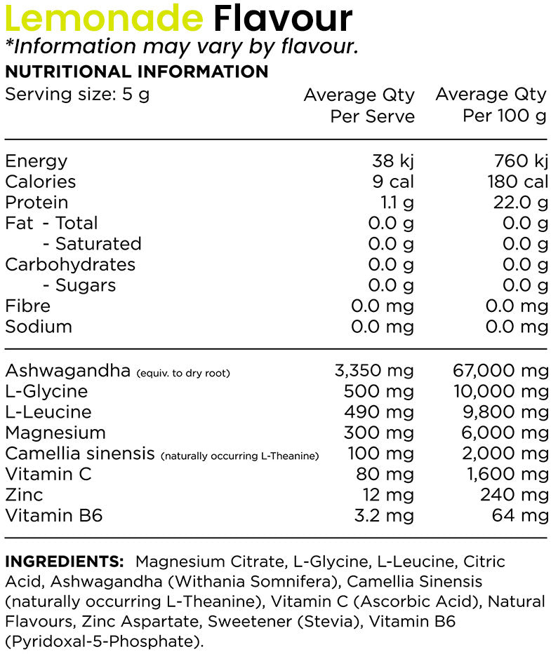 Switch Nutrition Adrenal Magnesium Support Powder Nutrition Information and Ingredients