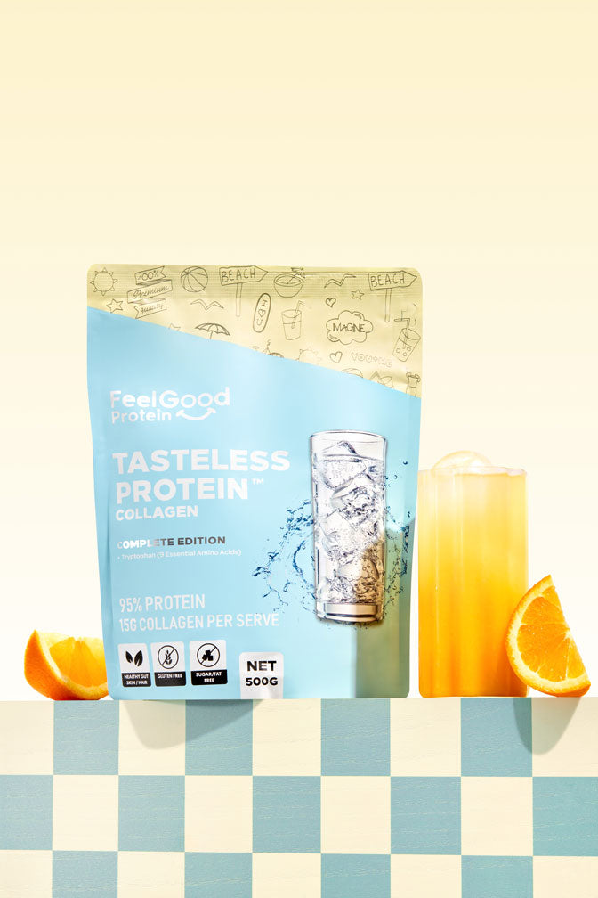 Tasteless Protein By Feel Good Protein mix in tasteless to orange juice