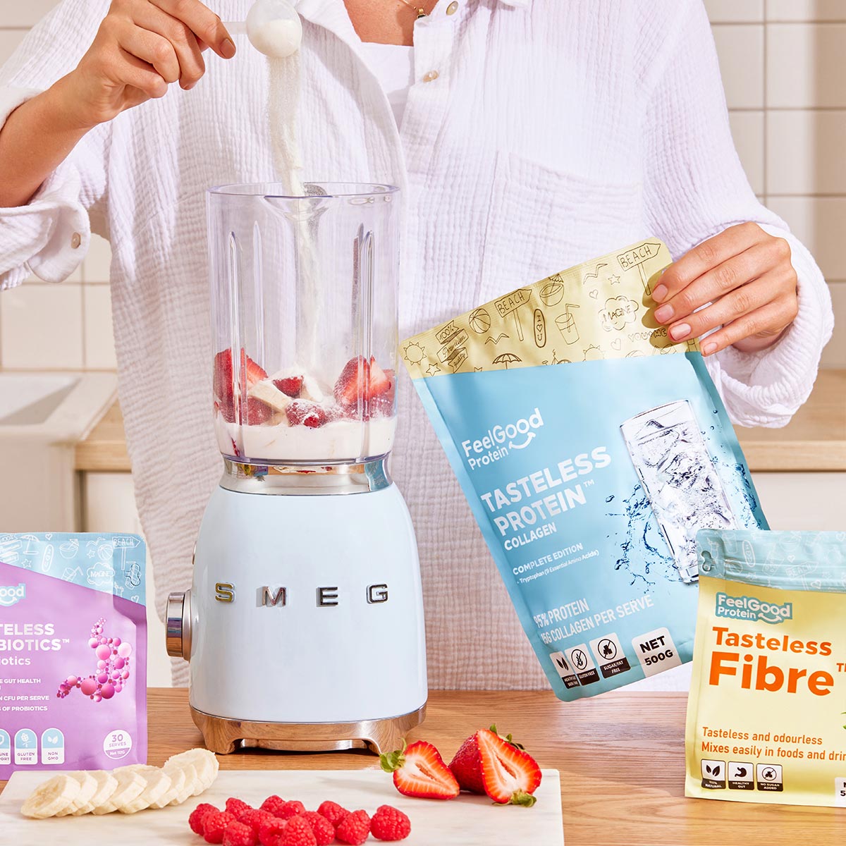 Put Tasteless protein in a smoothie 