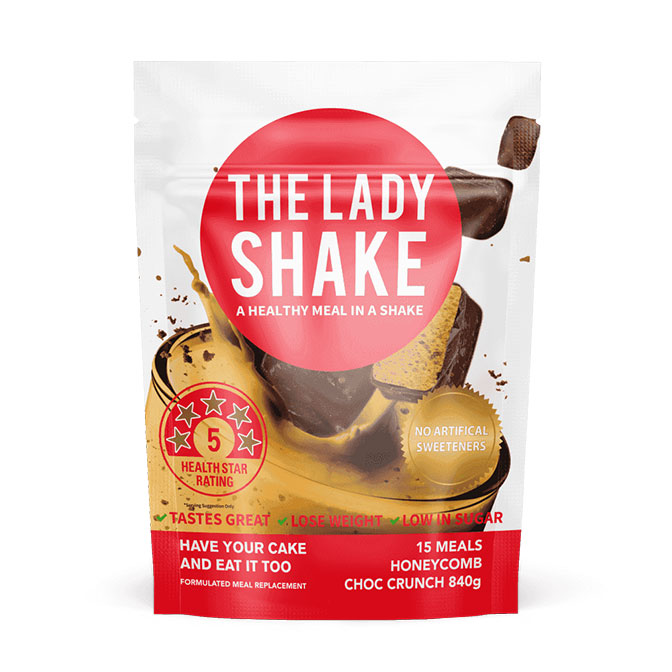 The Lady Shake formulated meal replacement 15 meals 840g honeycomb choc crunch flavour