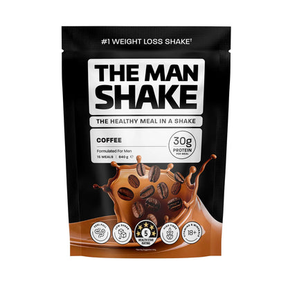 The Man Shake formulated meal replacement 15 meals 840g coffee flavour