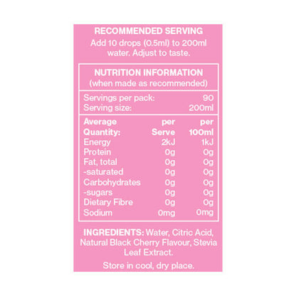 Vital Zing Water Drops Nutrition Information Black Cherry