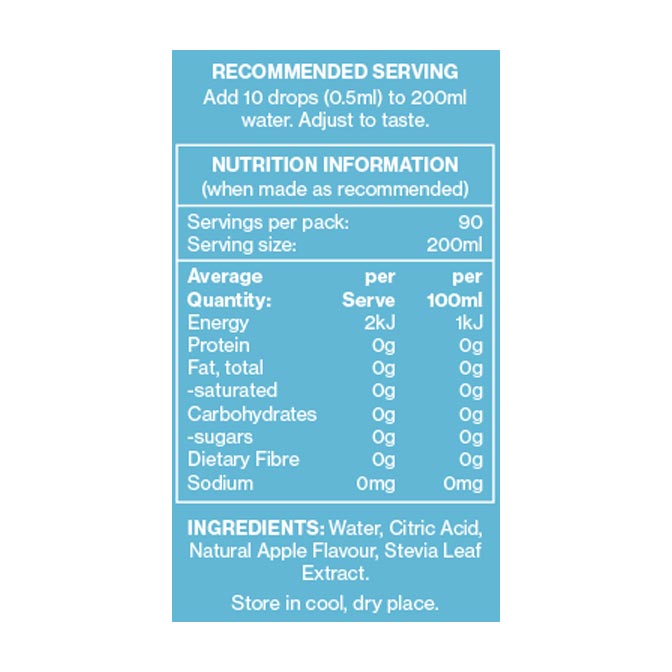 Vital Zing Water Drops Nutrition Information Green apple