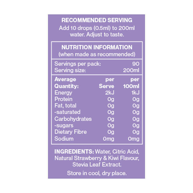 Vital Zing Water Drops Nutrition Information Strawberry & Kiwi